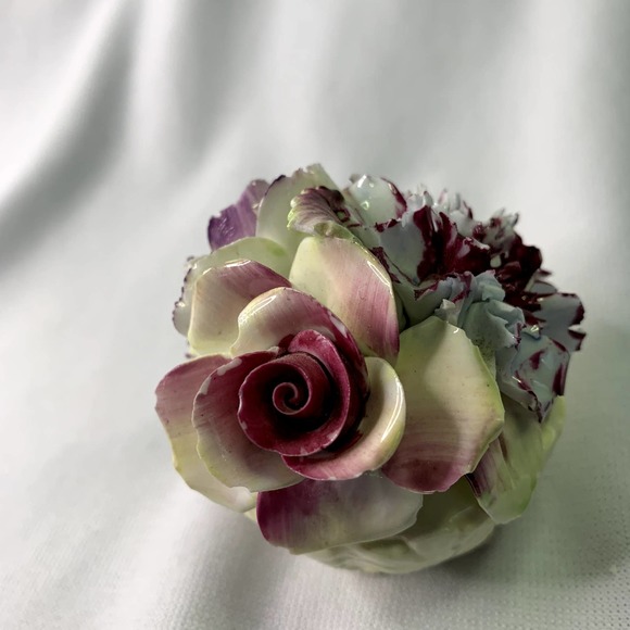 Vintage Porcelain Radnor Staffordshire England Bone China Flowers Sq Vase MINT - Picture 2 of 6